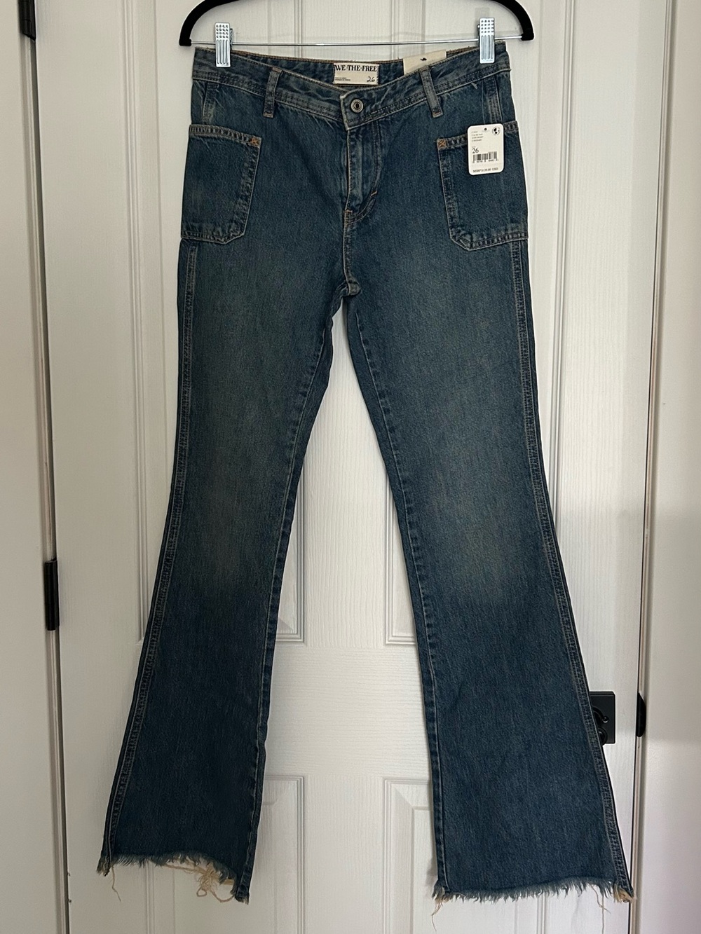 We The Free Izzy Low Rise Medium Blue Wide Leg Flare NWT